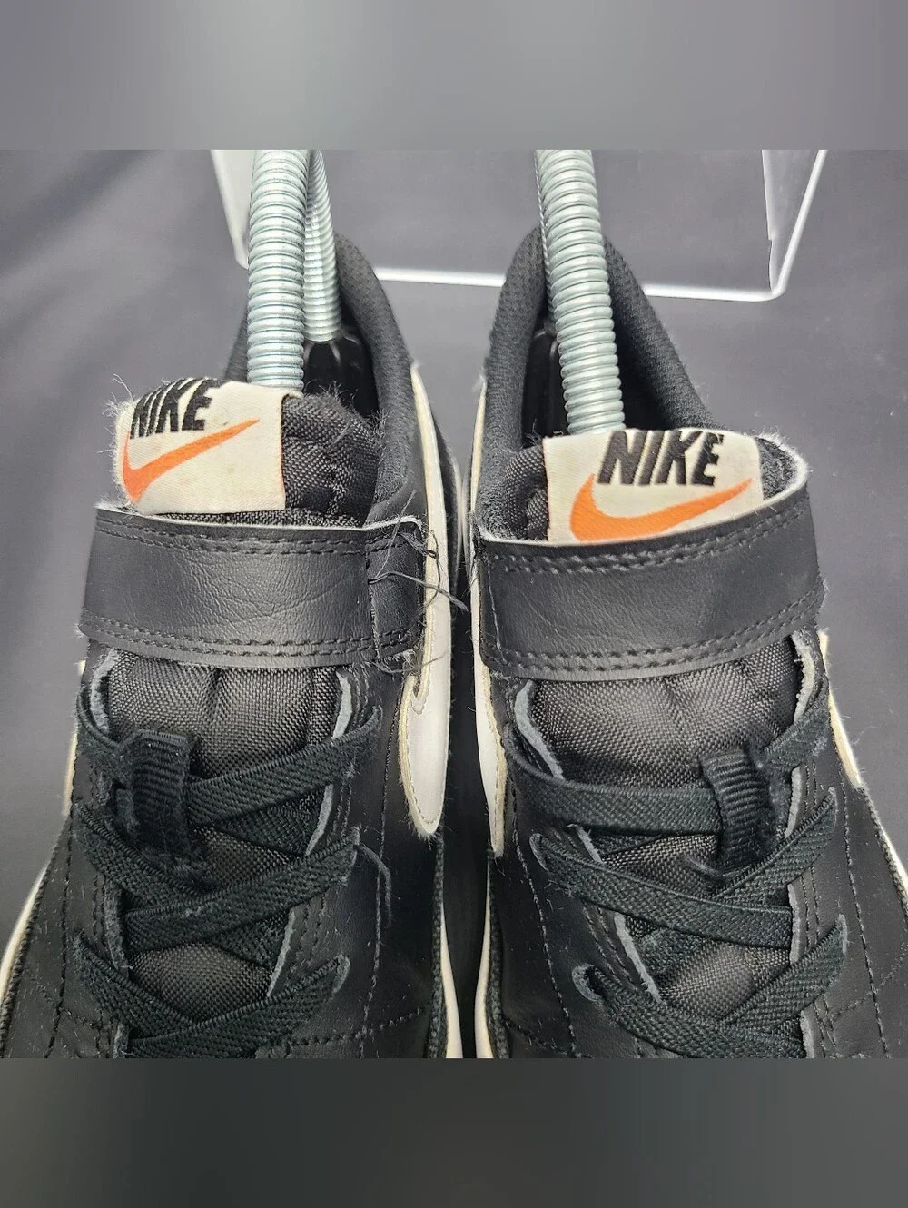 Nike Court Legacy Black White Hook and Loop EUC kids Size 3Y